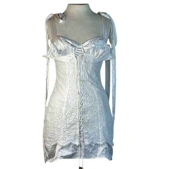 For Love & Lemons Zahra Mini Dress in White Medium New Womens Party - Picture 5 of 15